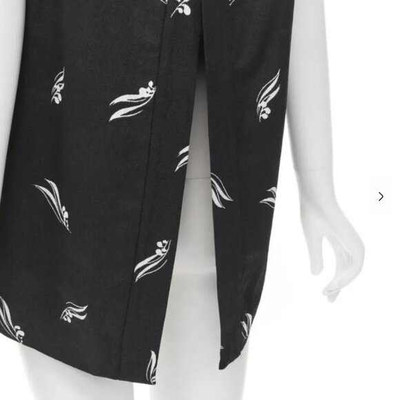 MARNI black white print crepe open split back sleeveless top - Picture 2 of 9